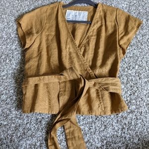 notPERFECTLINEN linen wrap top Madrid small